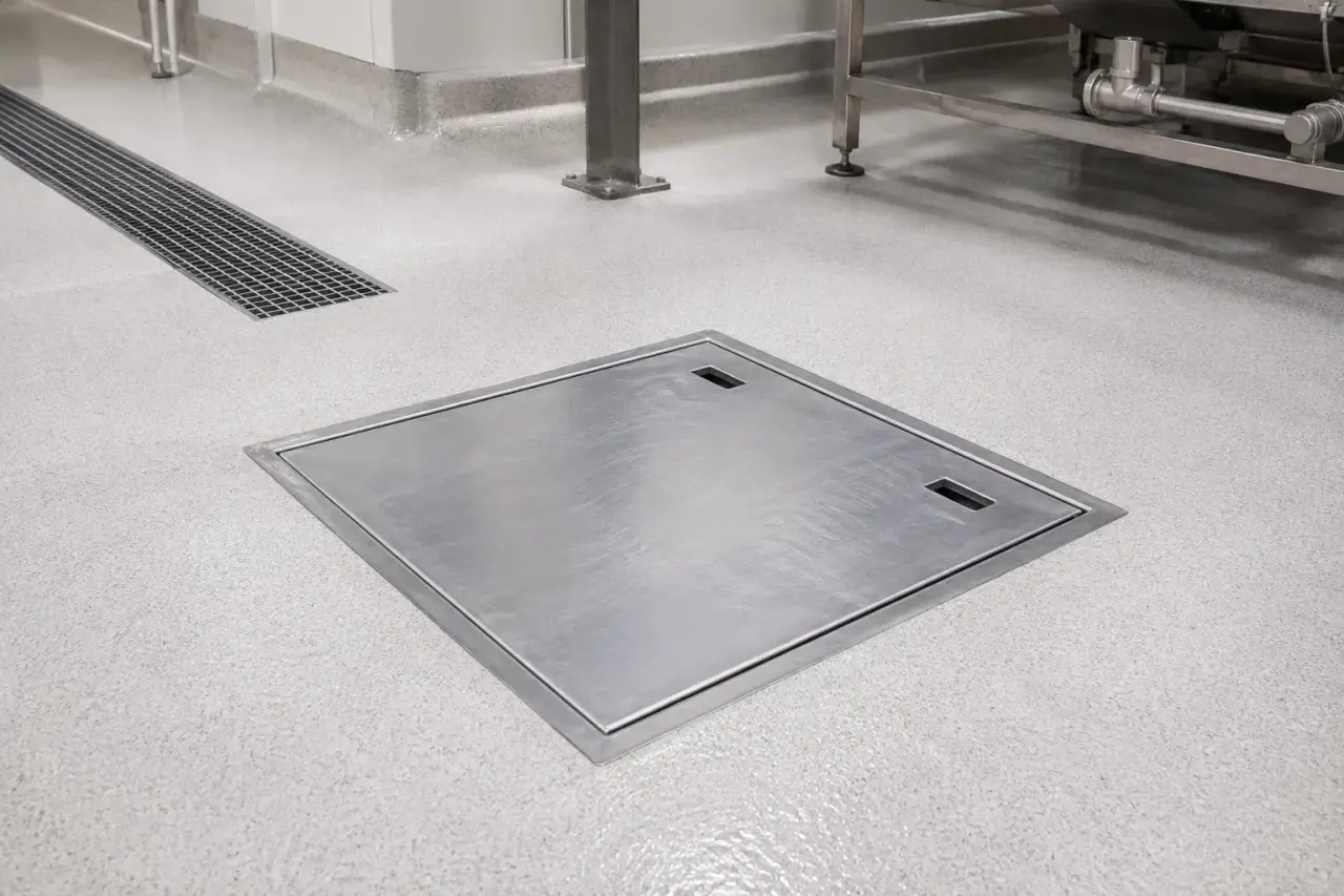 Completed Cleanroom Drain Covers installation by The Grate Guys