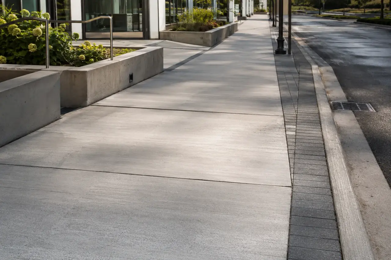Completed Concrete Sidewalks installation by The Grate Guys
