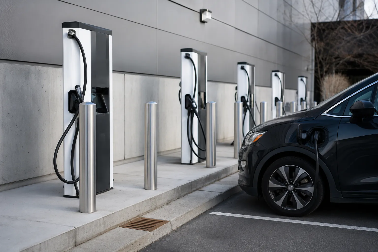 Completed EV Charger Bollards installation in Maple by The Grate Guys