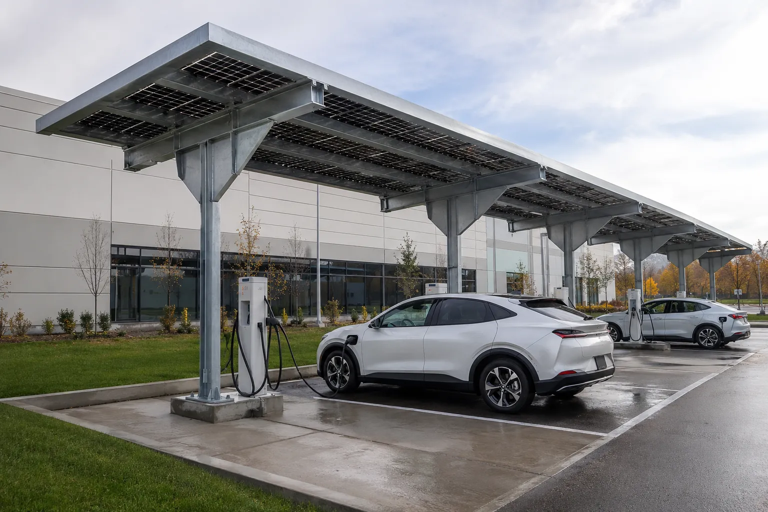 Completed EV Charging Canopies installation in Maple by The Grate Guys
