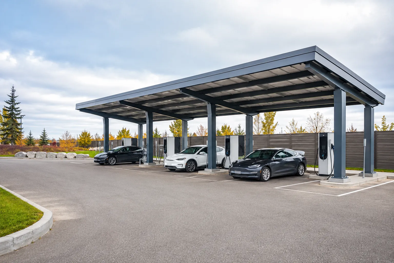 EV Charging Canopies in Maple, Ontario — fabricated and installed by The Grate Guys