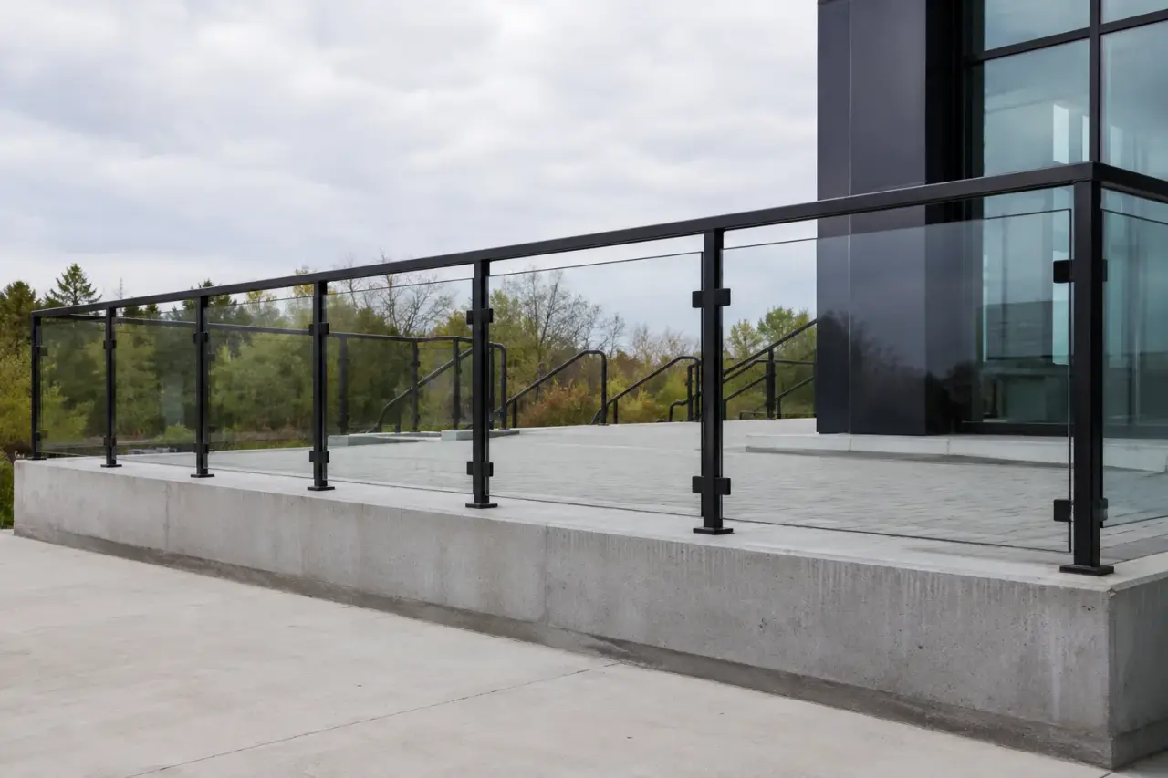 Completed Glass Railing installation in Aurora by The Grate Guys