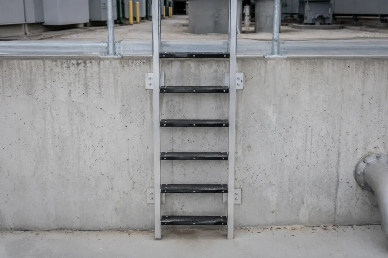 Completed Ladder Rung Covers installation by The Grate Guys
