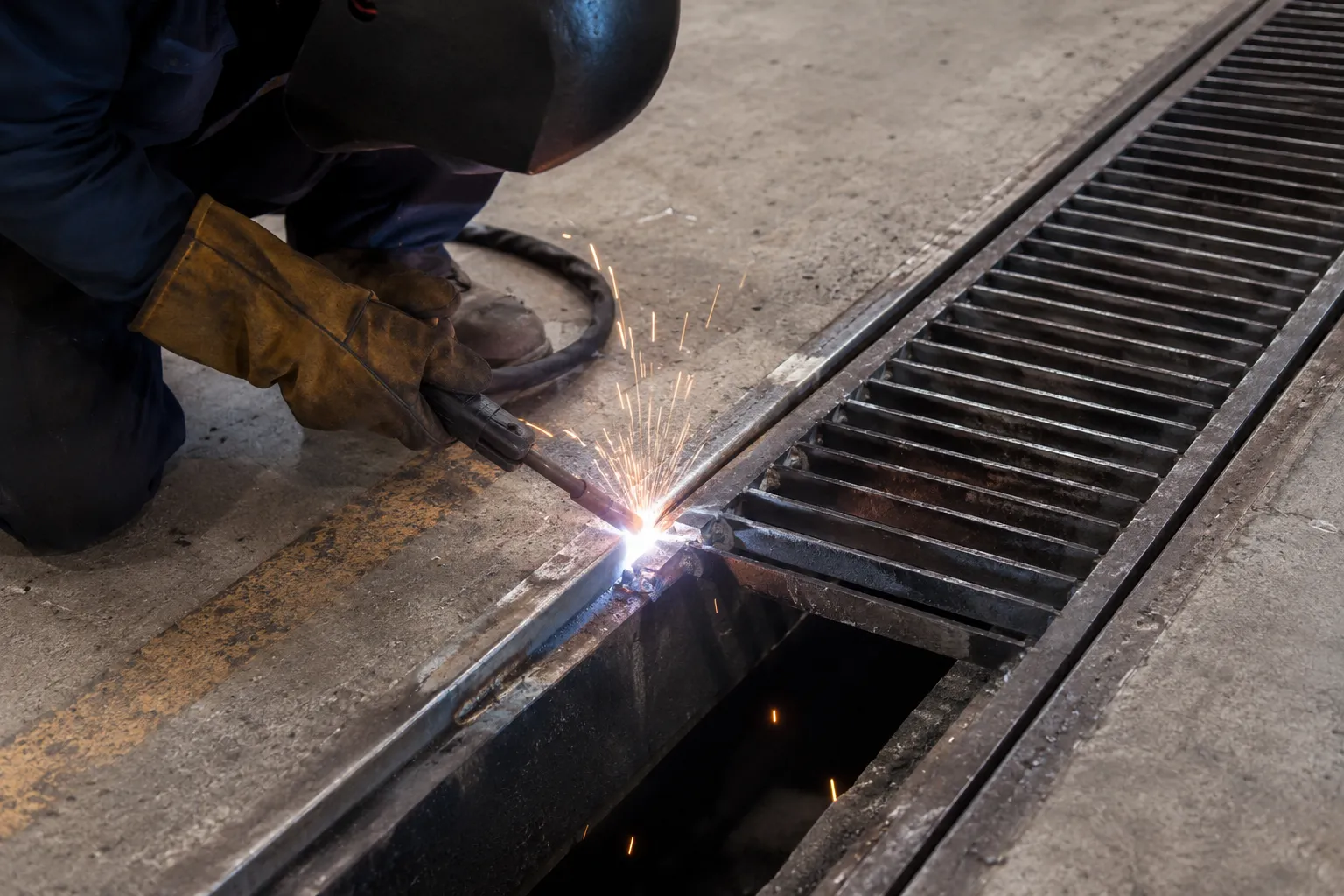 Loading Dock Drainage and Grate Repair in Maple being fabricated and installed by The Grate Guys