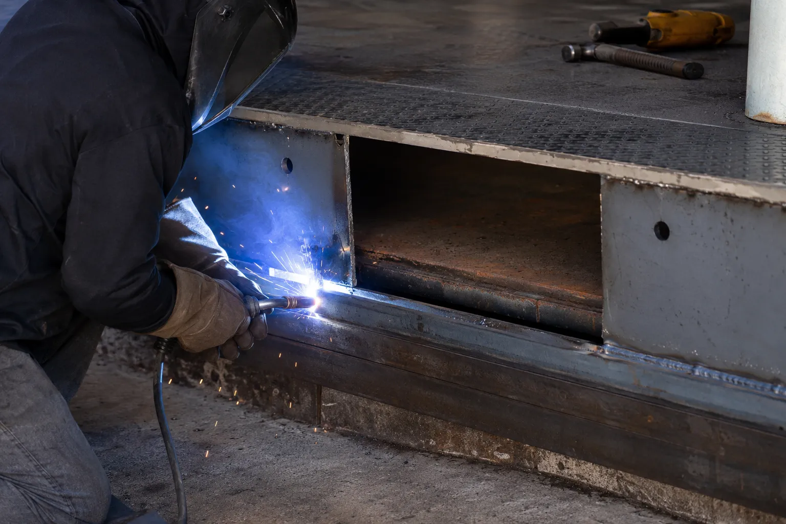 Loading Dock Repair in Markham being fabricated and installed by The Grate Guys