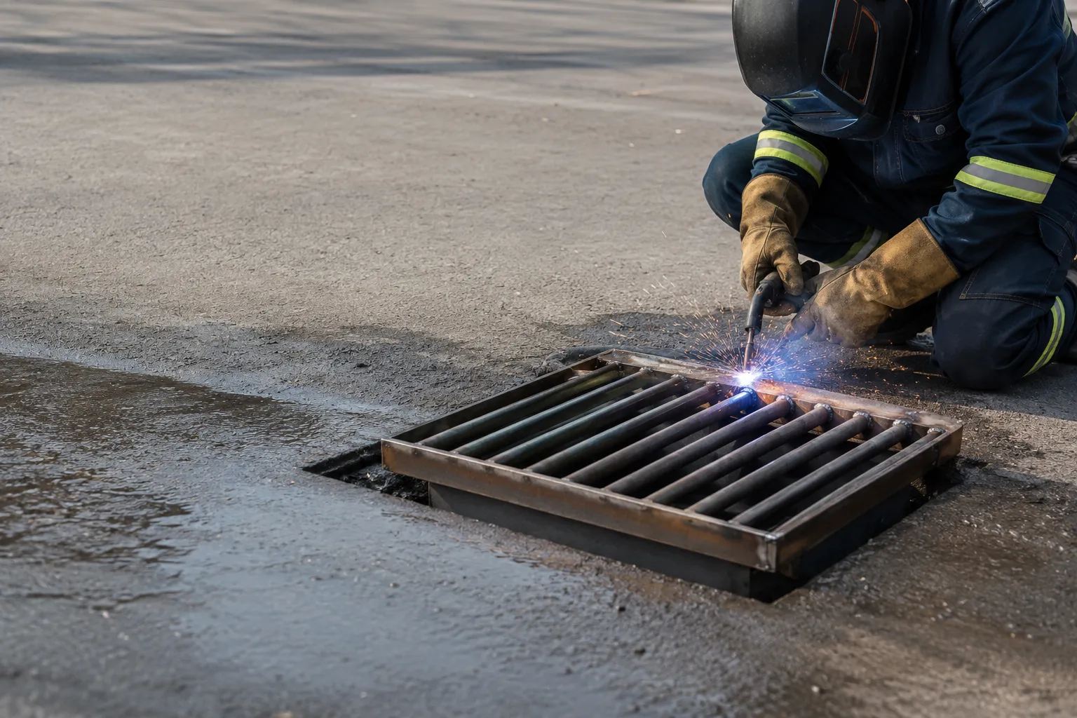 Parking Lot Drainage and Grate Repair in Maple, Ontario — fabricated and installed by The Grate Guys