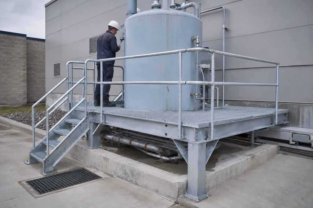 Completed Tank Access Platforms installation in Ajax by The Grate Guys
