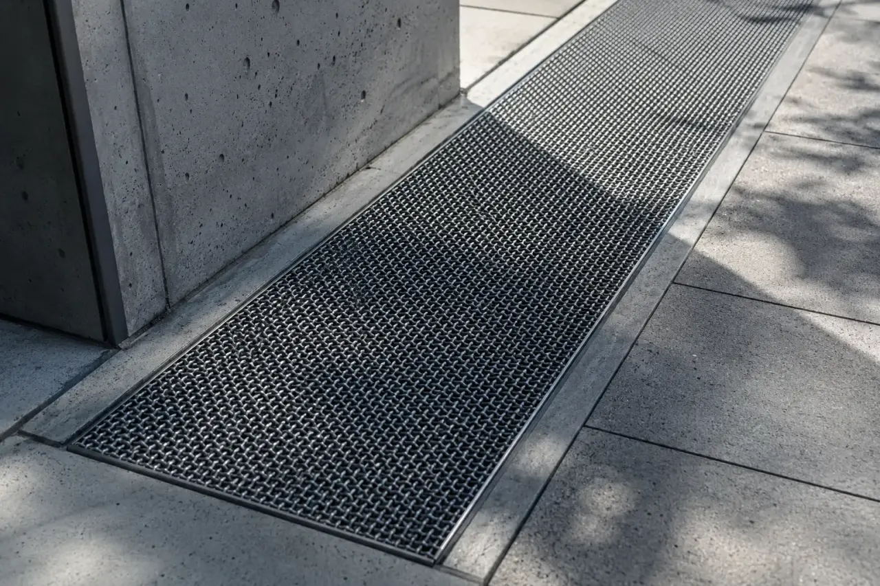 Completed Woven Mesh Panels installation in Markham by The Grate Guys